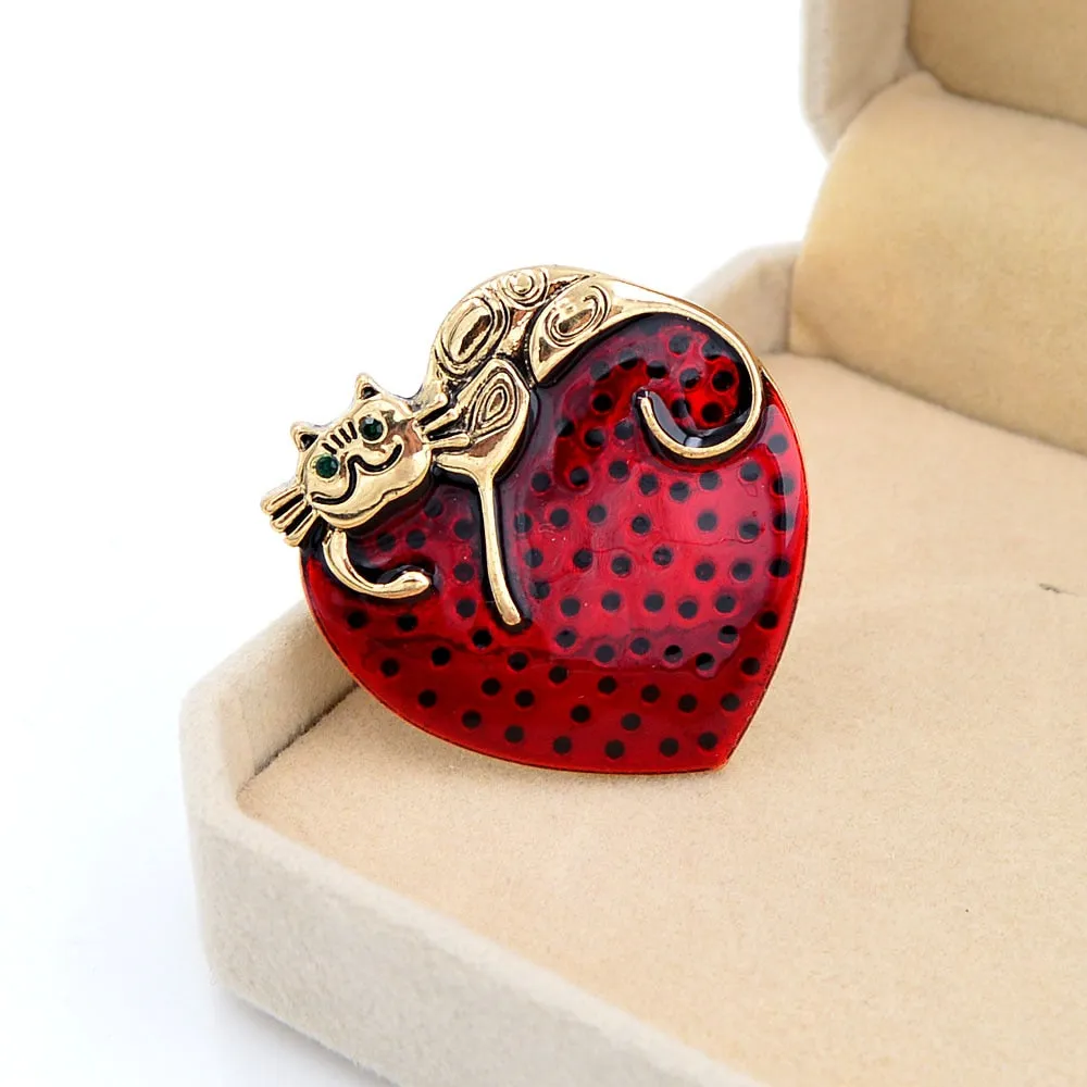 New Arrival Vintage Hear And Cat Brooches For Women