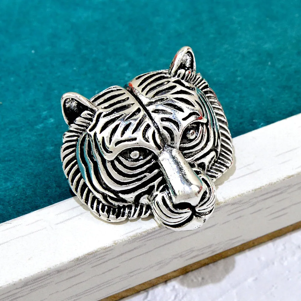 New Vintage Metal Tiger Face Head Brooch Pins For Women And Men
