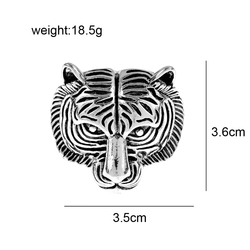 New Vintage Metal Tiger Face Head Brooch Pins For Women And Men