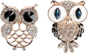 Owl Brooches Crystal Rhinestone Owl Pin Owl Brooch for Men Women, Owl Gifts for Owl Lovers, Cute Animal Owl Brooch Bird Pins for Hats, Backpacks, Scarves, Lapels, Dresses, Suits (2 Pcs)