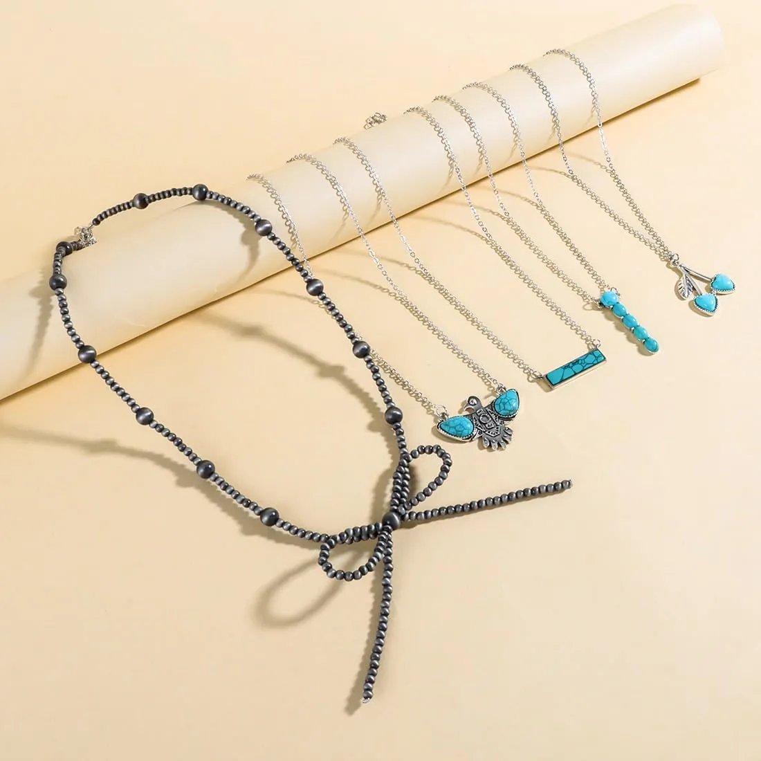Pearl Bow Strand Necklaces Western Jewelry for Women Turquoise Necklaces