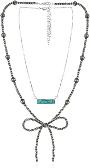 Pearl Bow Strand Necklaces Western Jewelry for Women Turquoise Necklaces