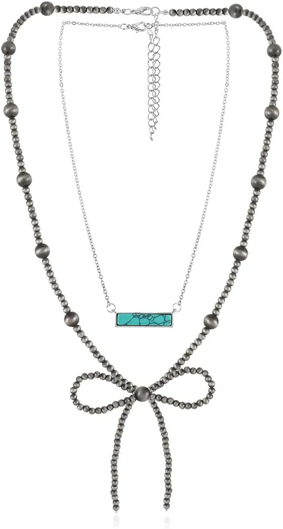 Pearl Bow Strand Necklaces Western Jewelry for Women Turquoise Necklaces