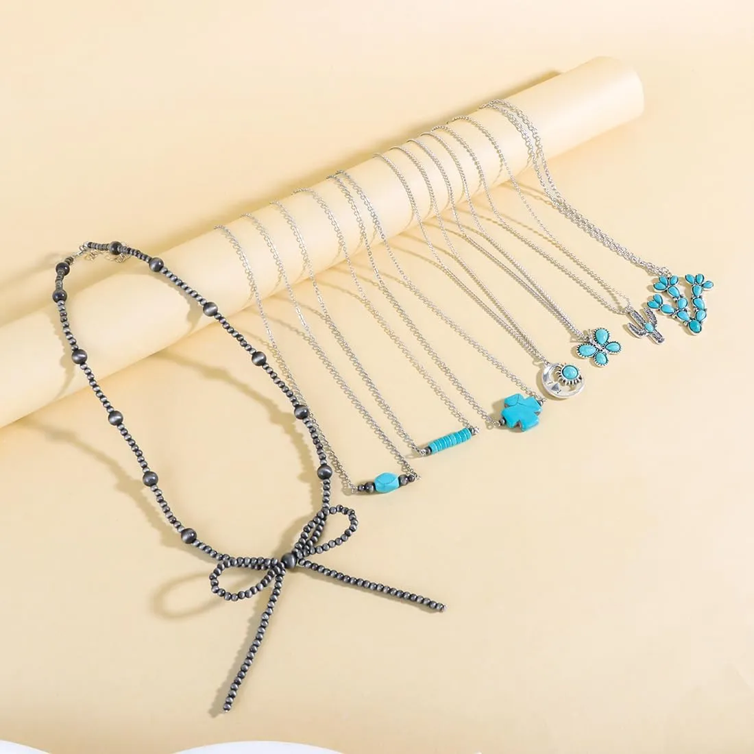 Pearl Bow Strand Necklaces Western Jewelry for Women Turquoise Necklaces