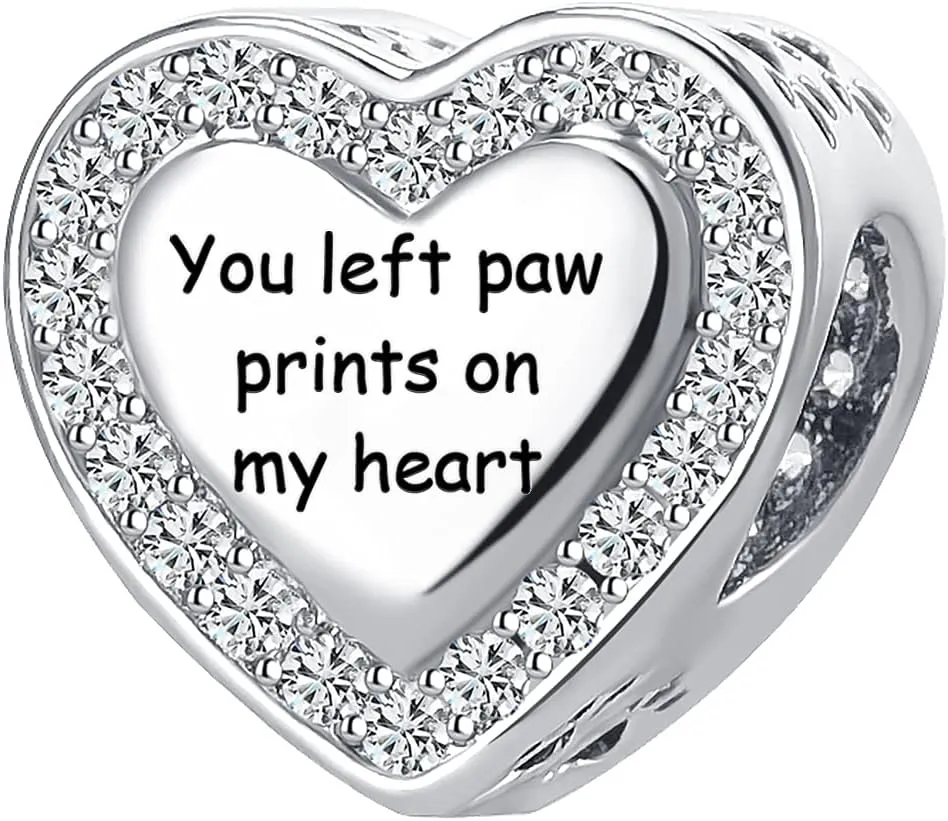 Pet Paw Print Pawprint Charm Puppy Dog Cat Animal Bead for Women Mom Grandma Bracelets Necklace