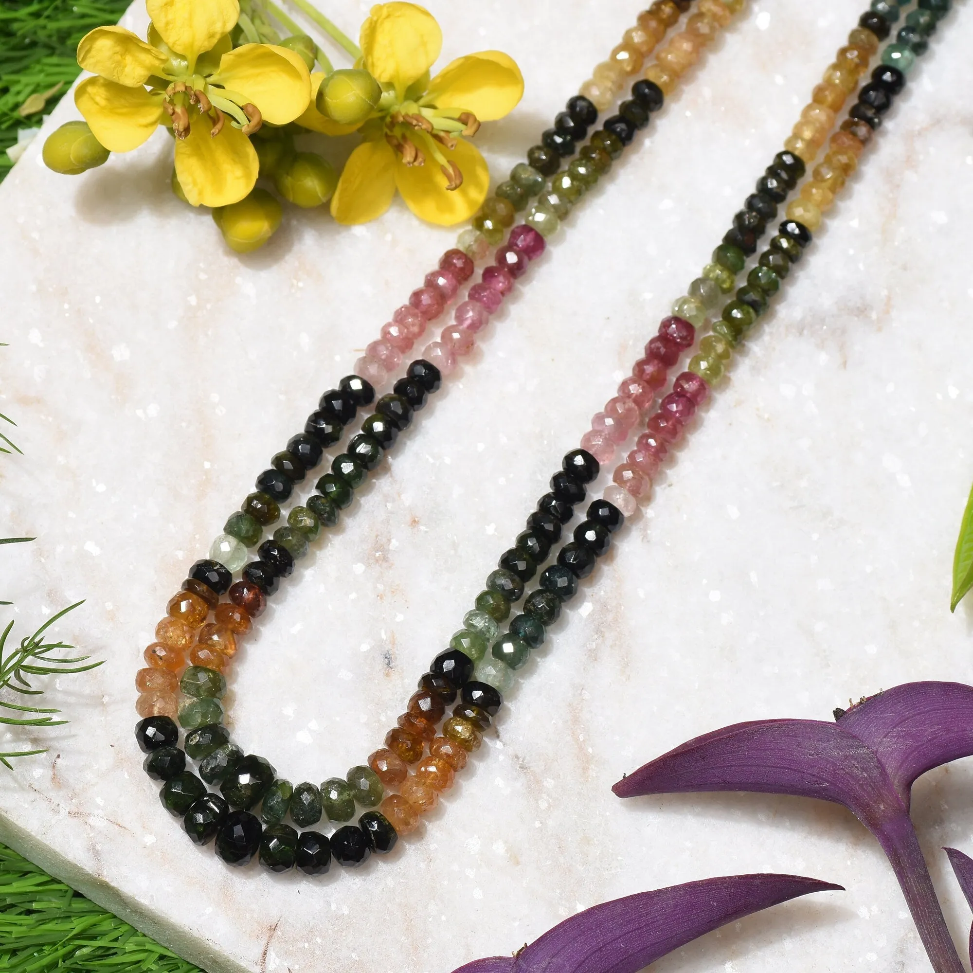 Premium Multi Sapphire Full Beaded Gemstone Necklace