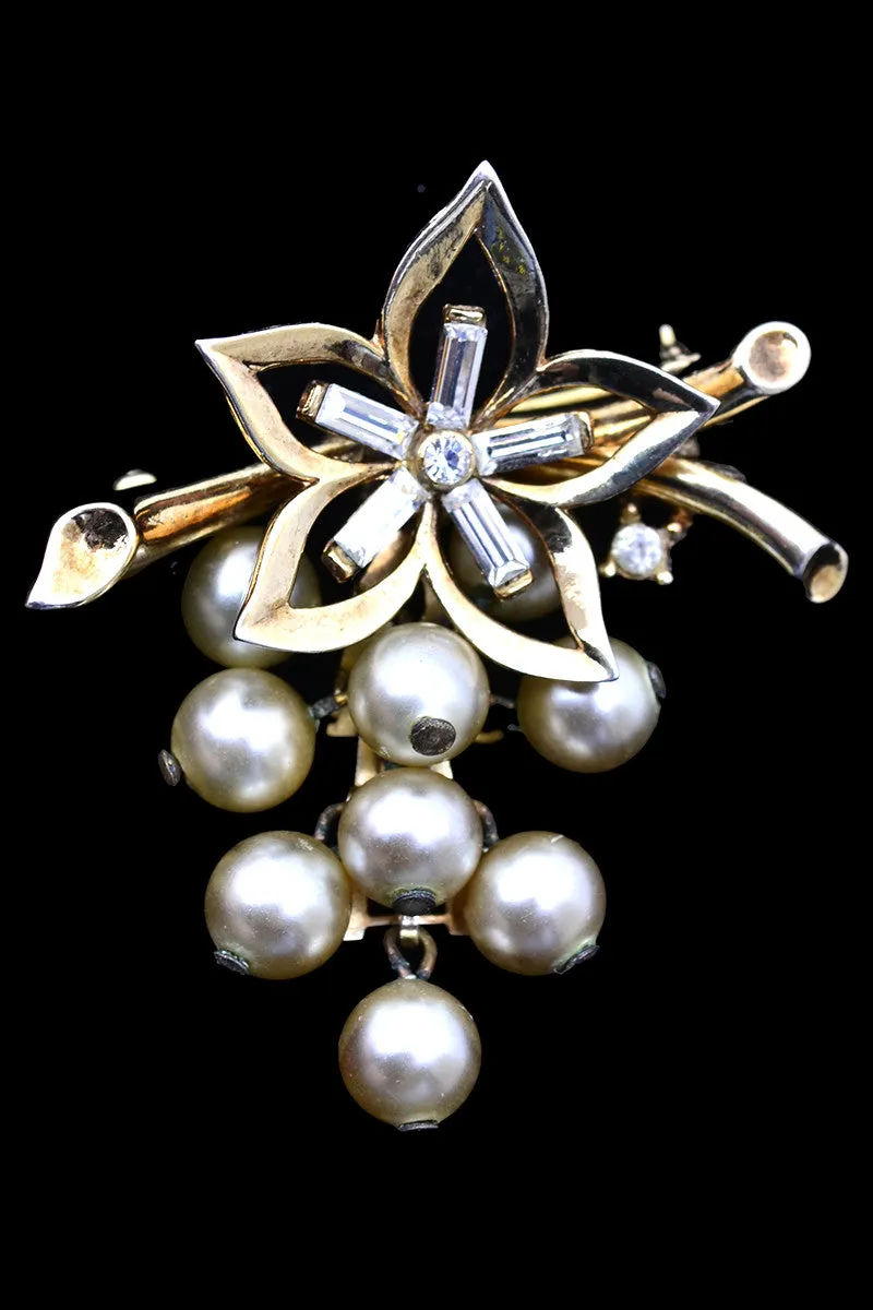 Rare Alfred Philippe for Trifari Vintage Brooch Patent Pending Grape Cluster