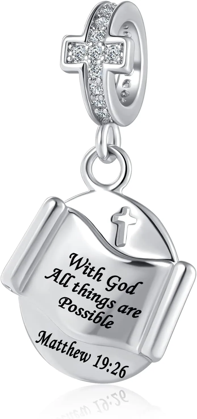 Religious Cross Charm Bible Christian Love Heart Dangle Bead for Women Bracelets