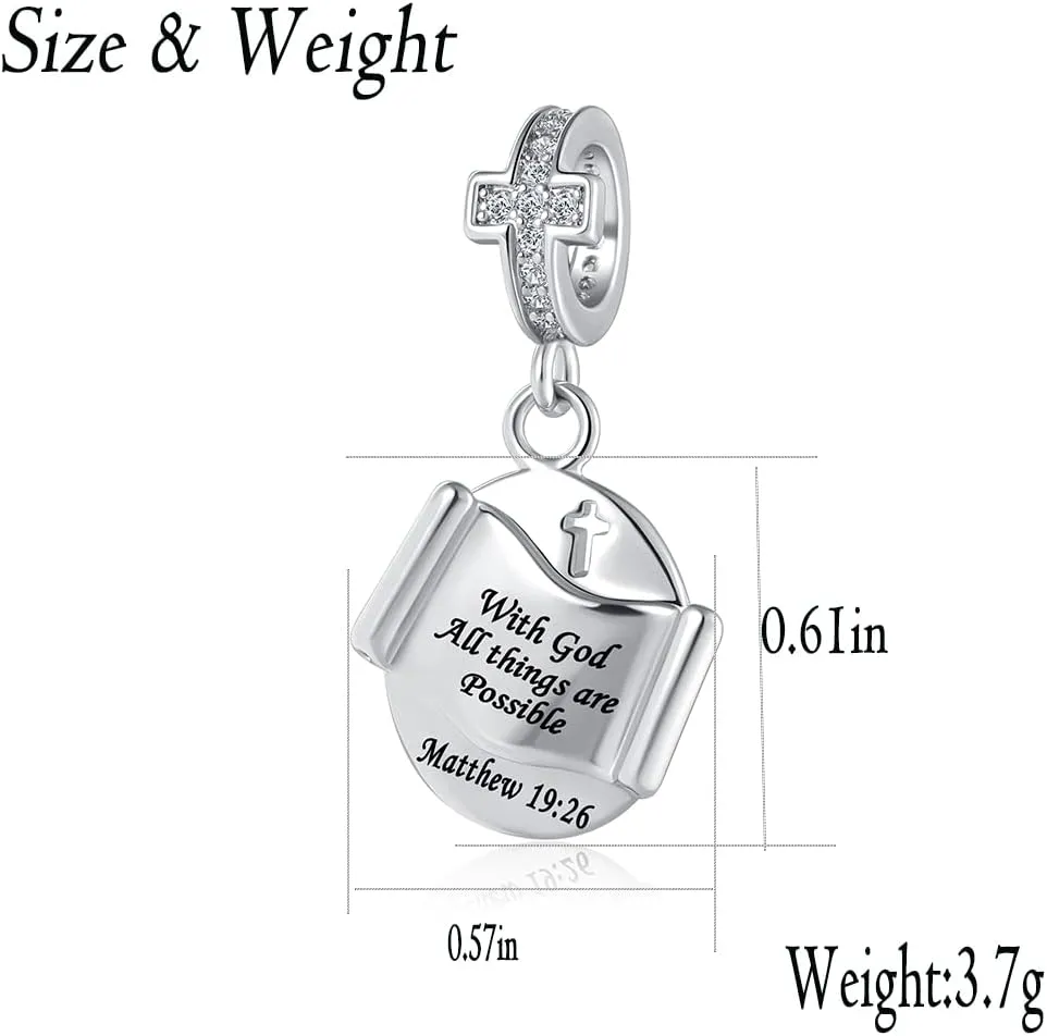 Religious Cross Charm Bible Christian Love Heart Dangle Bead for Women Bracelets