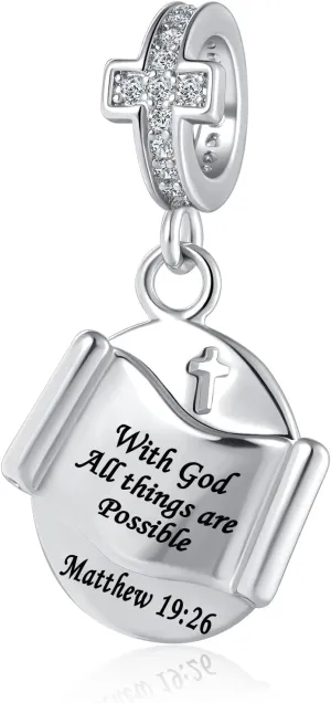 Religious Cross Charm Bible Christian Love Heart Dangle Bead for Women Bracelets