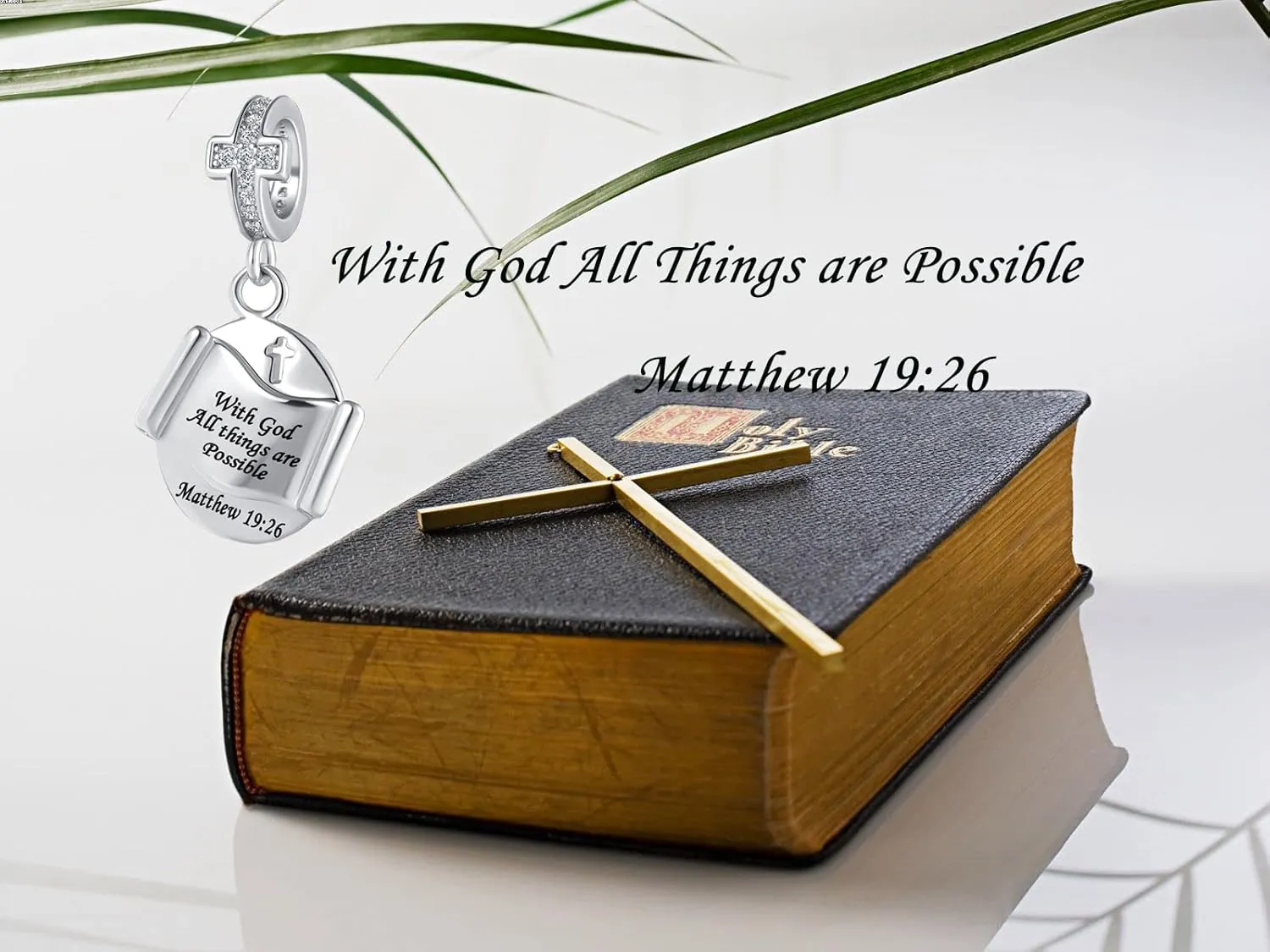 Religious Cross Charm Bible Christian Love Heart Dangle Bead for Women Bracelets