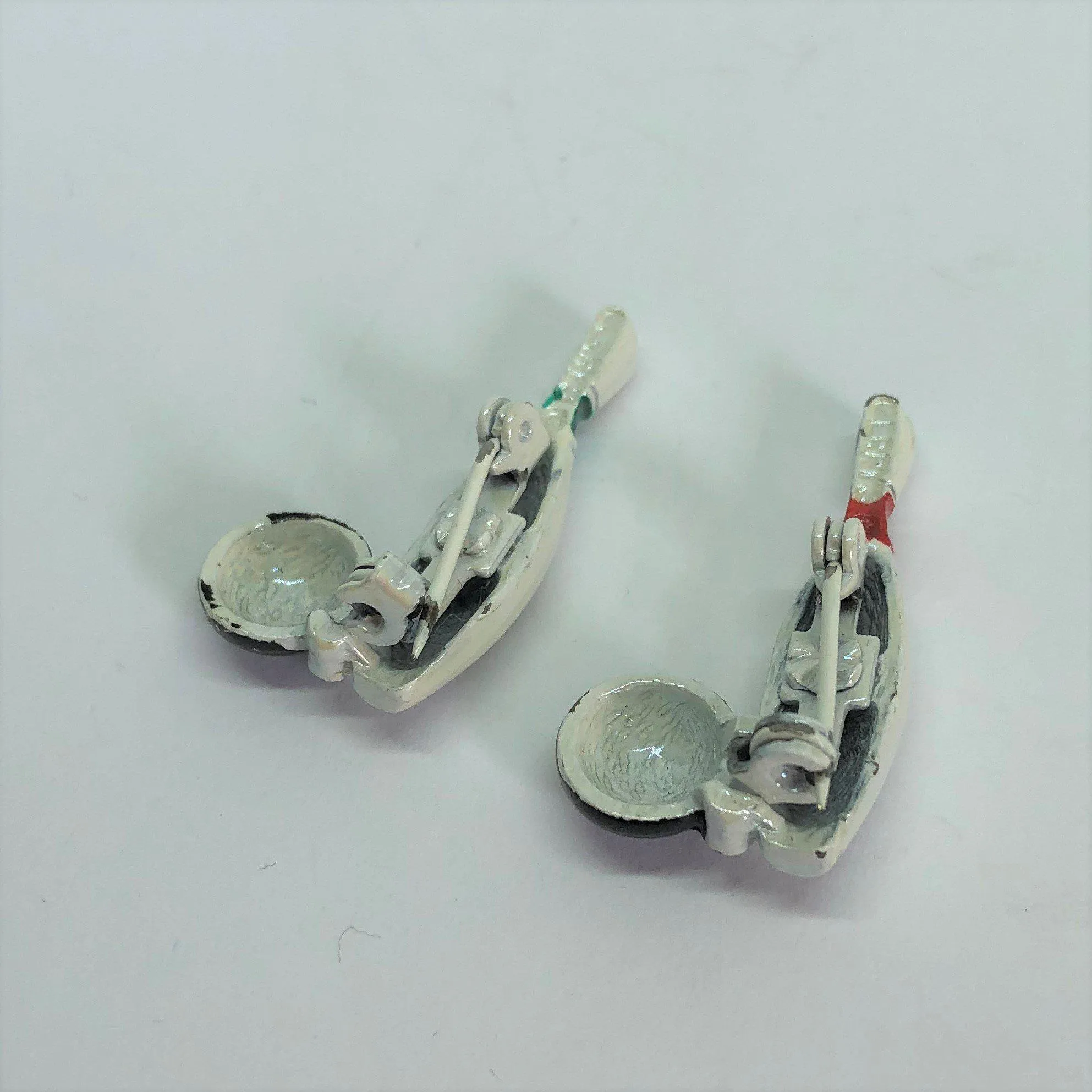 Retro Pair of Skittles and Bowling Bowl Brooches