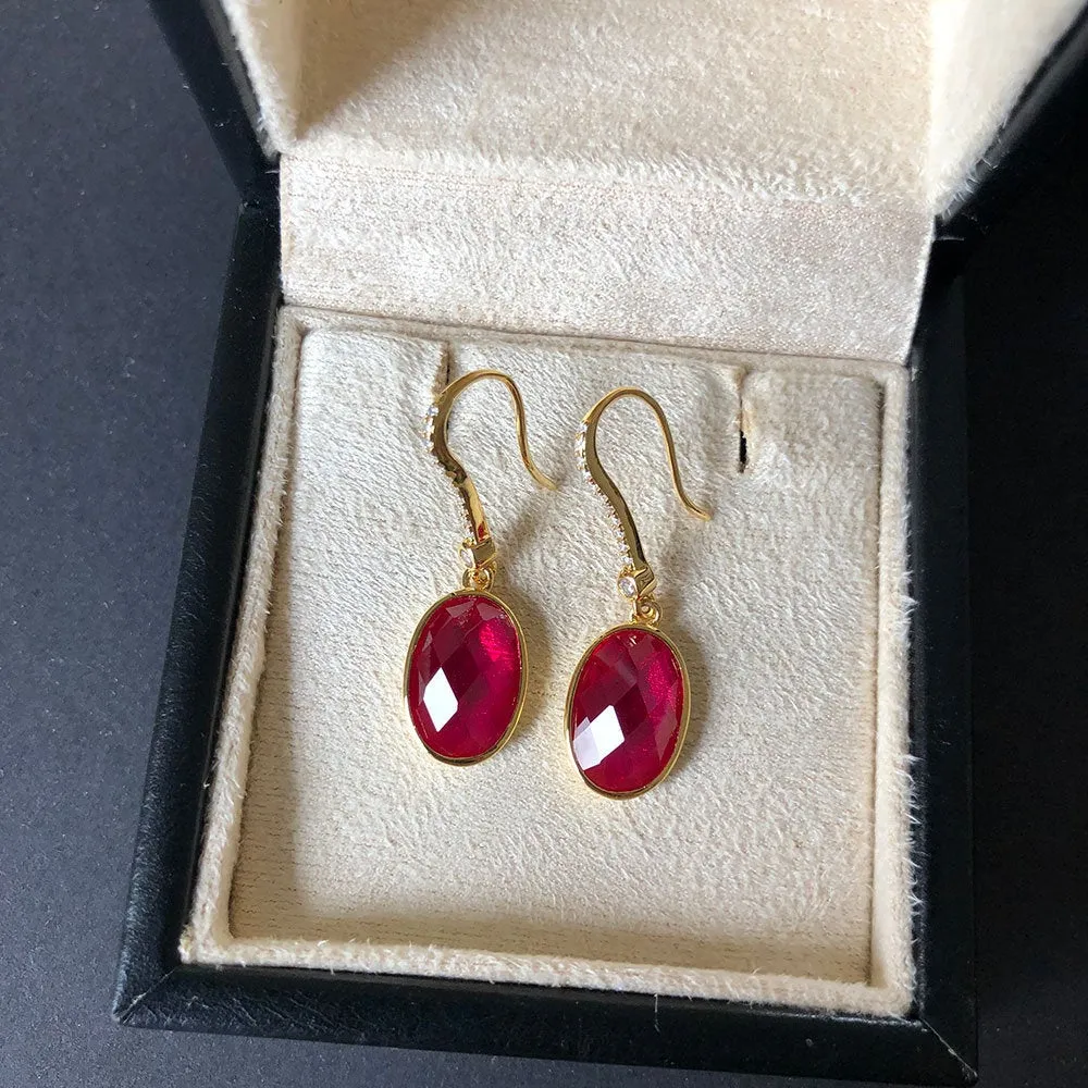 Ruby Earrings, Dainty Minimalist Earrings, Simple Minimal Earrings, Everyday Long Earrings, Gold Earrings, Womens Gift, July Birthstone
