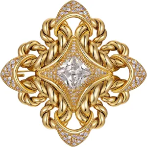 SHE'S FREE STYLE JUST FOR YOU [Versailles Dream] Vintage French Brooch Pins for Women, Romantic knot shape Brooches with shiny cubic zirconia, Metal Plating Process women jewelry pins