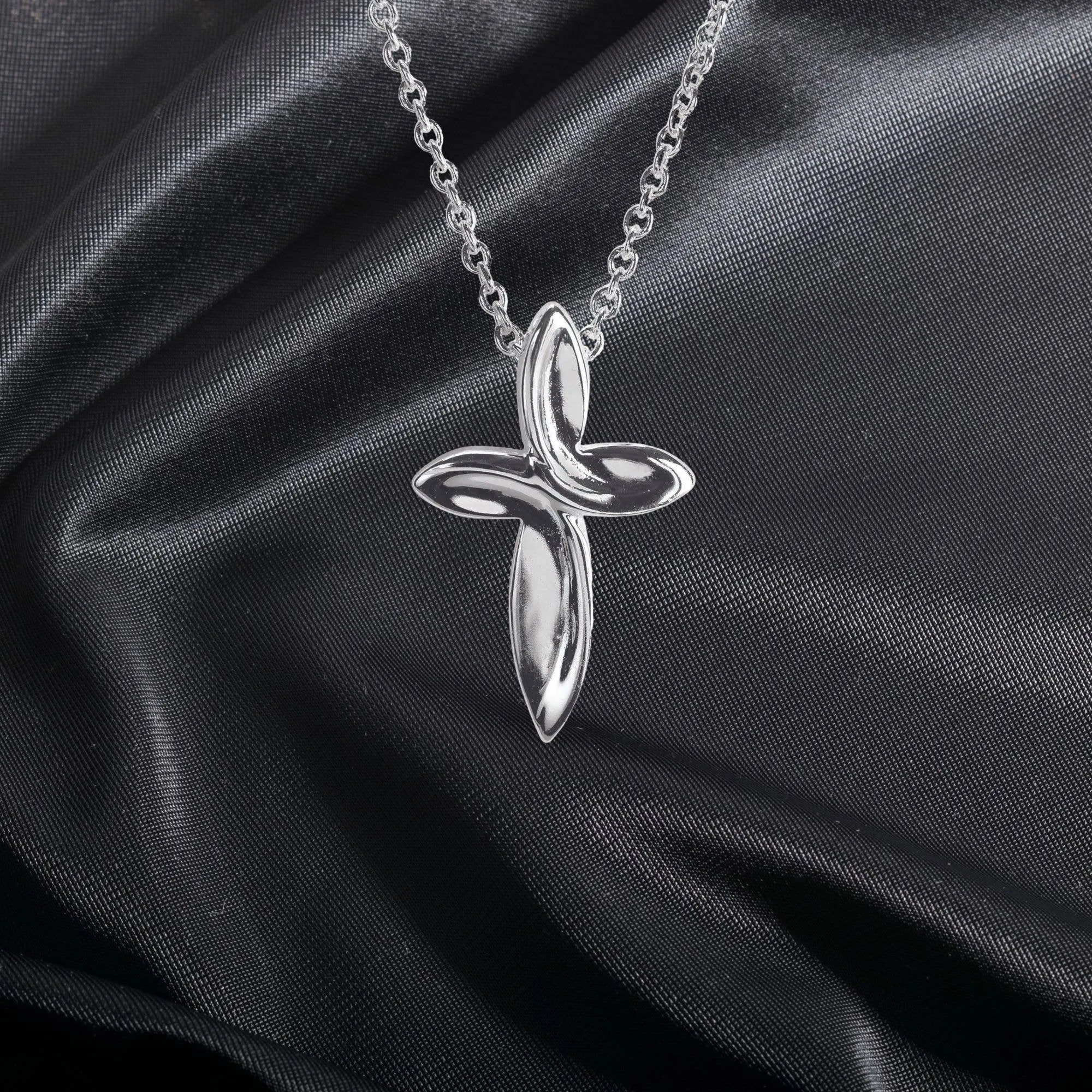 Silver Plated Mini Mobius Cross Necklace