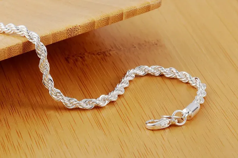 Silver Twisted Rope Chain Bracelets