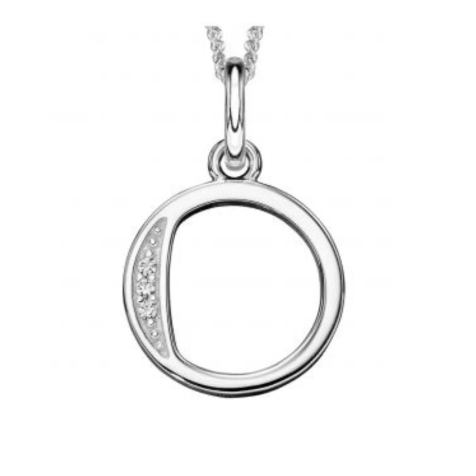 Sterling silver CZ set Art Deco initial O  Pendant 34622