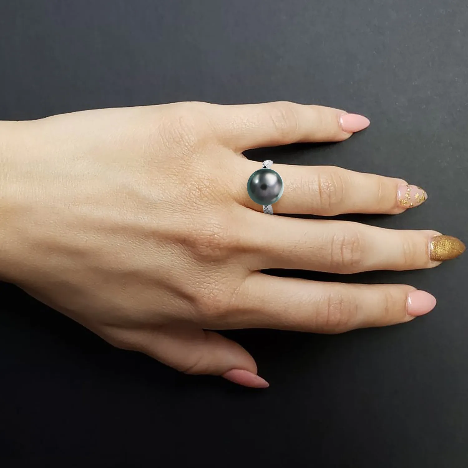Tahitian Pearl Diamond Ring