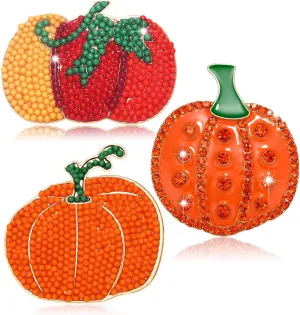Thanksgiving Brooches for Women Fall Harvest Pumpkin Turkey Rhinestone Brooches Pins Set Vintage Halloween Thanksgiving Holiday Brooch Jewelry Gift