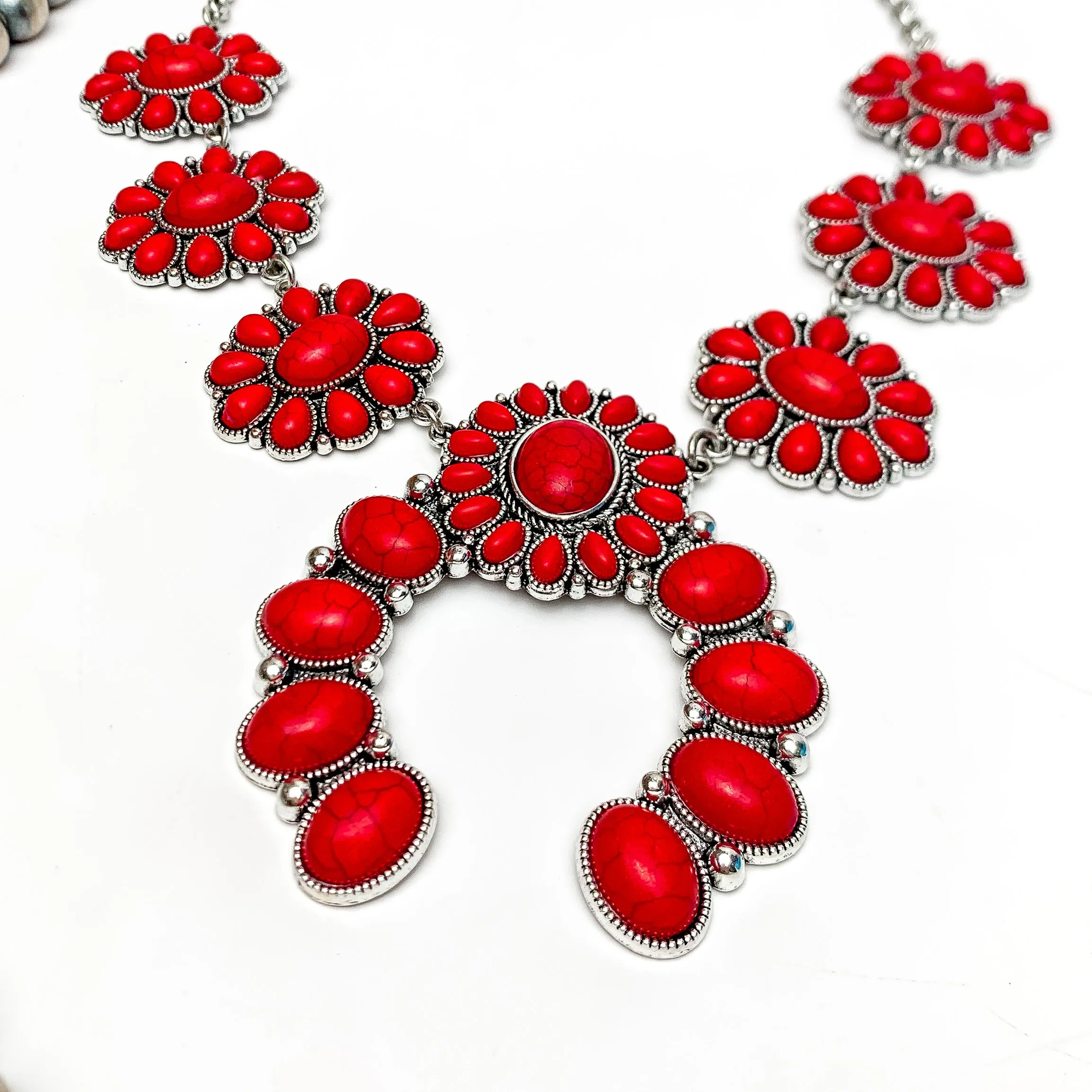 The Western Way Squash Blossom Necklace in Red