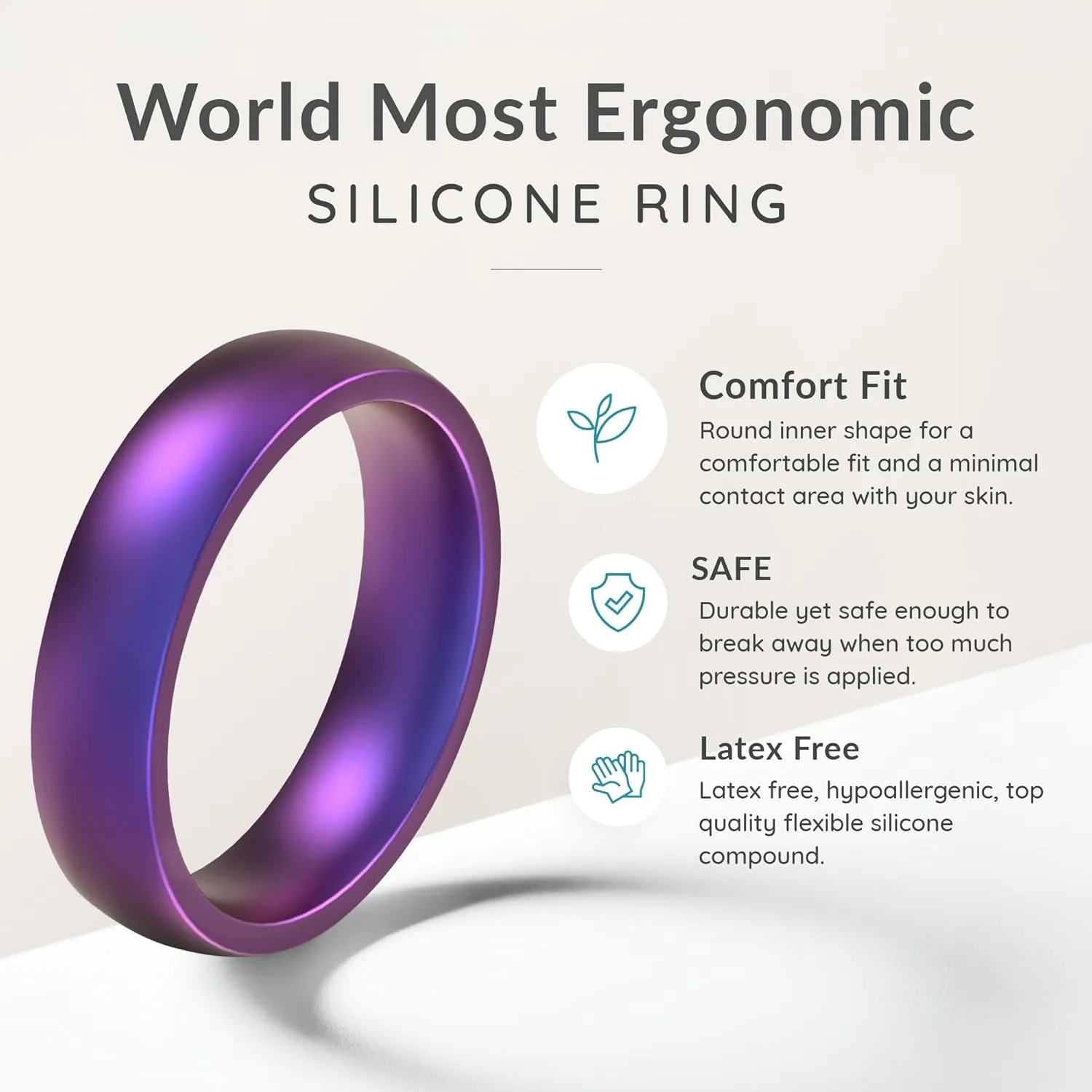 ThunderFit Unisex Silicone Rings, 2.1mm Thick Minimalist Rubber Engagement Rings