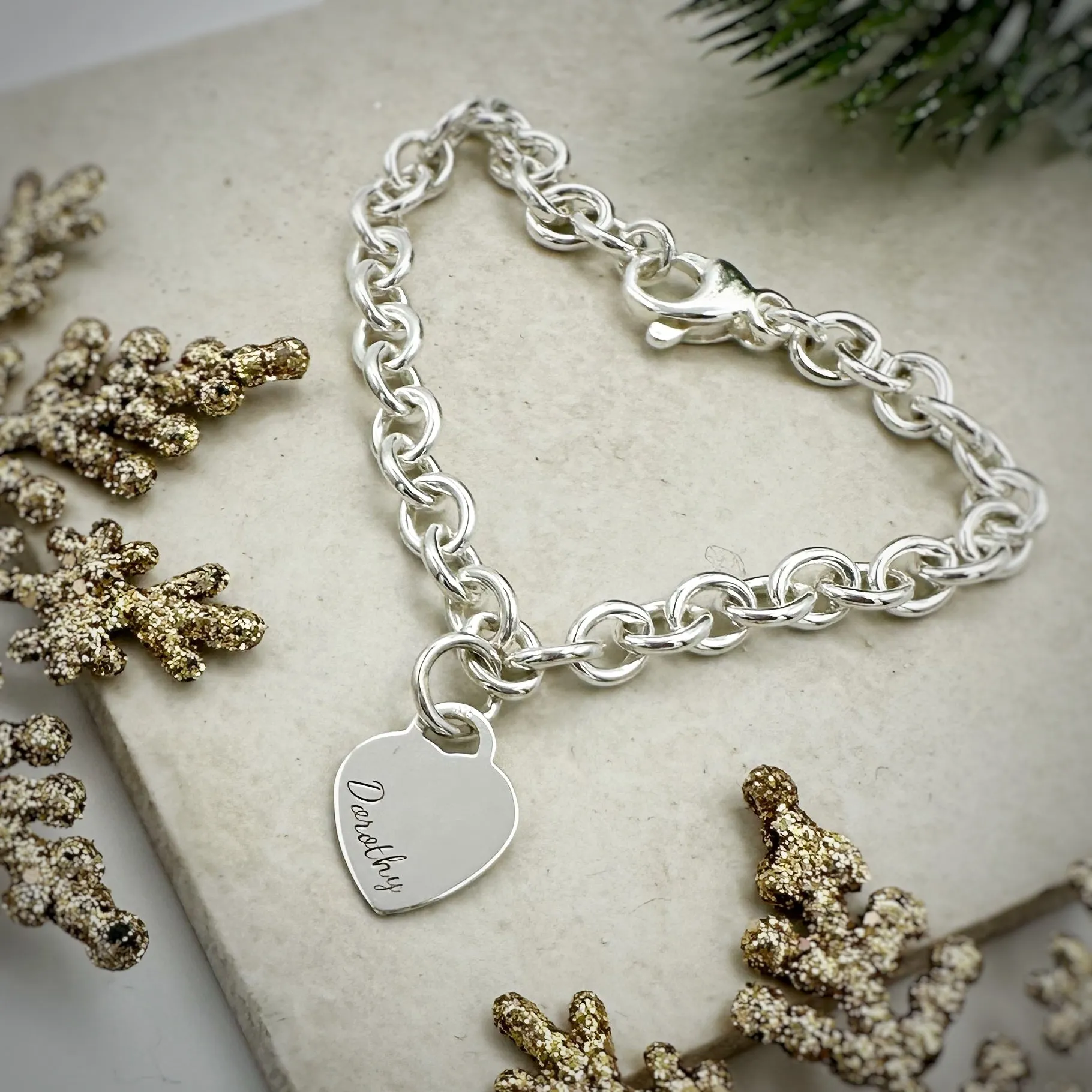 Tiny Heart Tag Personalised Silver Charm Bracelet