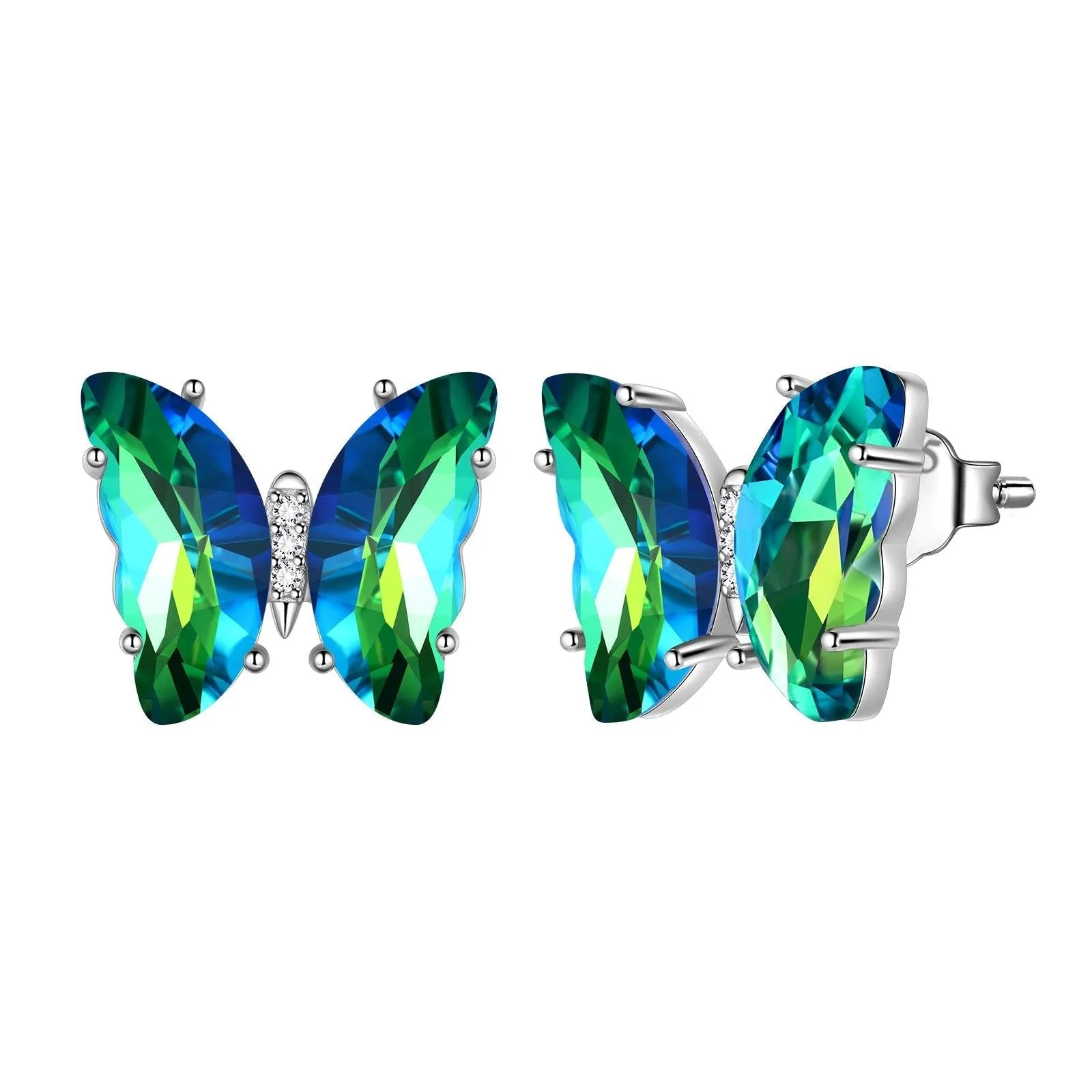 Tokyo Mart 925 Sterling Silver Butterfly Earrings Birthstone Crystal Jewelry Gift Women