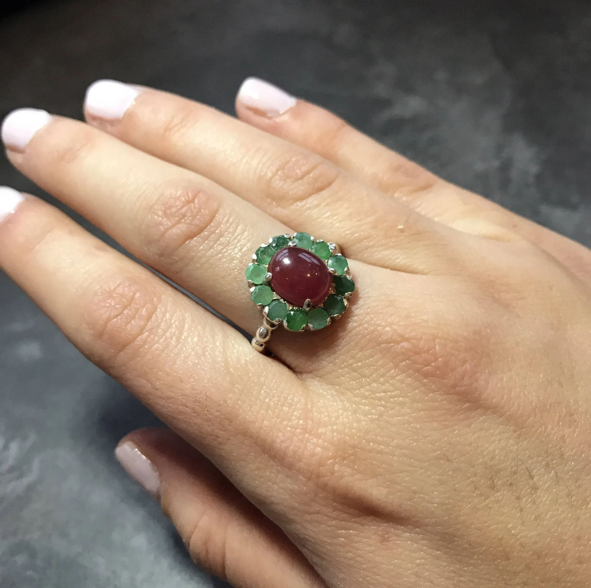 Victorian Emerald Ring - Natural Emerald and Ruby Ring - Vintage Ruby Ring