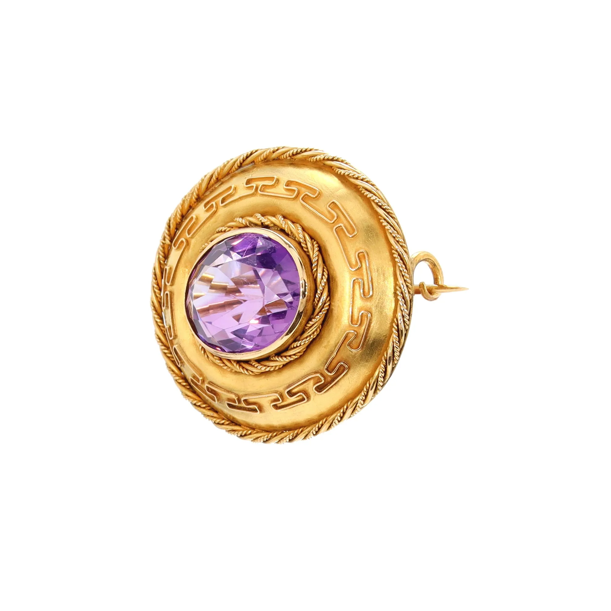 Victorian Etruscan Revival Amethyst Pin