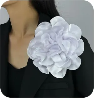 Women Large Flower Brooch Camellia Flower Brooches and Pins for Women Dress Oversized Red Fabric Flowers Pin Floral Corsage for Wedding Prom Party Accessories Jewelry 8in